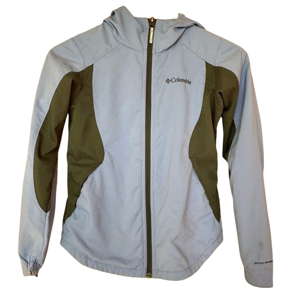 Columbia Windbreaker Kids Lavender Hooded Jacket Medium Omni-shield School Play